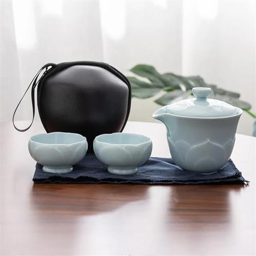 ATGQBCF Set con Teiera Set di Teiere Set tè Viaggio Tazza Espresso Portatile Teiera Portatile Esterno Montata su Auto Tazza tè Set tè Kung Fu in Ceramica Set da tè Portatile(C)
