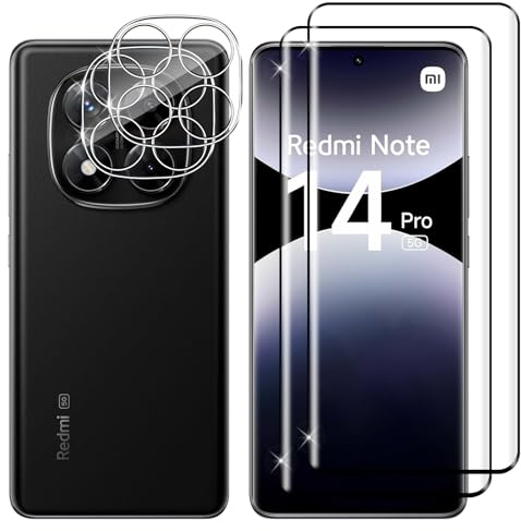 Lutree für Xiaomi Redmi Note 14 Pro 5G/Poco X7 5G Schutzfolie, 2+2 Stück 3D Schutzglas und Kameraschutz Folie, 9H Härte HD Displayschutz Anti- Kratzer Bläschenfrei Displayfolie