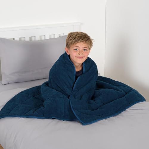 OHS Weighted Blanket 3kg, Teddy Fleece Reversible Blanket Calming for Adults Sleep Therapy Anxiety Relief Weighted Heavy Blanket, Blue - 150 x 100cm (Disclaimer:Only suitable for age 3+years)