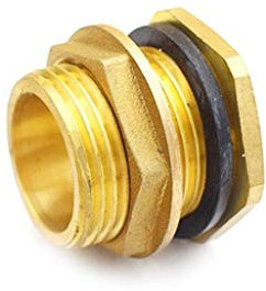 YUEKOPOU Plumbing Joints and Connections, Brass Water Tank Connector 1/2 3/4 1,BSP Threaded Male Pipe Plumbing Fittings Bulkhead Nut Jointer(3/4)