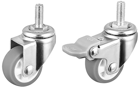Tiardey Ruedas para Muebles de 38 mm, Rueda Universal M8 de 1,5 Pulgadas con Freno, Rueda silenciosa Antideslizante con Llave y Tuerca para Muebles de Interior y Exterior, Paquete de 4