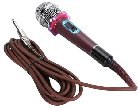 Jectse Microfono per Voce Dinamico, Microfono Cablato Portatile Impugnatura Comoda Interfaccia XLR a 3 Pin Testa in Rete Pickup a Forma di Cuore per Karaoke Domestico (PINK)