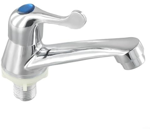 Miscelatore per lavabo con leva singola per acqua fredda, finitura cromata, adatto sia per bassa che alta pressione e utilizzo