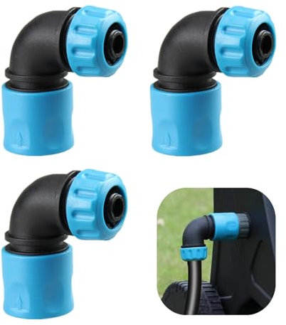 JLEivvi 3 Pack Hose Elbow Quick Connector Sturdy Garden Hose Elbow Adapter for Garden Irrigation & Car Wash, 90 Degree, ABS 1/2 (12.5mm)