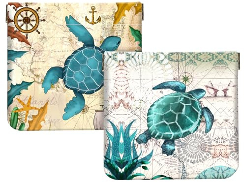 2Pcs PU Leather Small Squeeze Coin Purse Pouch Mini coin Bag Unique And Cute Wallet Cosmetic Bags Change Bag For Women Girls Men Map Turtle Pattern