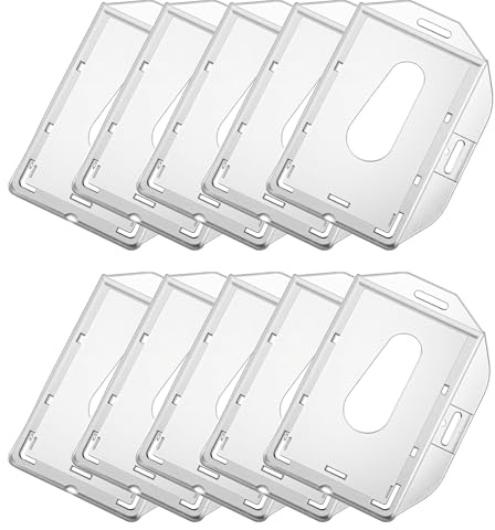 Portatarjetas HUAZIZ, paquete de 10, paquete de 2 retráctiles con llavero, de doble uso, verticales y horizontales, de plástico duro para tarjetas de identificación y tarjetas de crédito