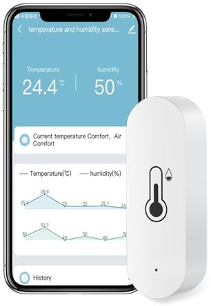 Thermomètre hygromètre WiFi sans fil intelligent pour la température intérieure et l'humidité, application d'alerte de notification fonctionne avec Alexa, pour bébé, maison, garage, serre