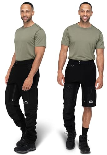 Alpenwert® Wanderhose Herren Zip Off – Outdoor Hose wasserabweisend & elastisch mit Belüftung - Ideal fürs Trekking & Wandern - [ Farbe Schwarz/Größe L ]