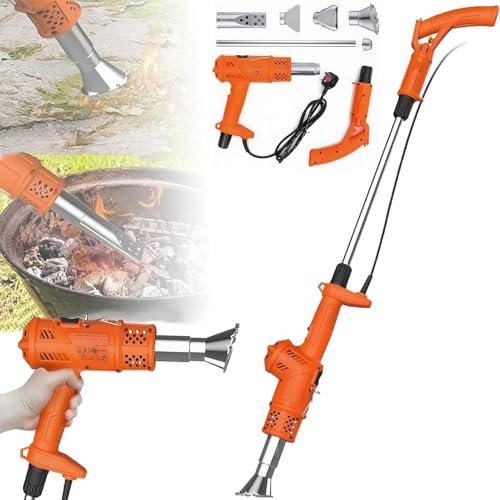 YZRDCXM Serbatoio da giardino, bruciatore termico elettrico, diserbante portatile con 2 ugelli e cavo da 70 pollici, aria calda, materiale resistente, manico facile da usare (arancione)