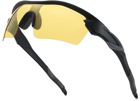 Myiaur Lunettes de conduite de nuit pour homme polarisées anti-reflets pour vision nocturne - Design enveloppant pour le cyclisme, la course à pied et les jours de pluie, A02 noir mat gris, 62