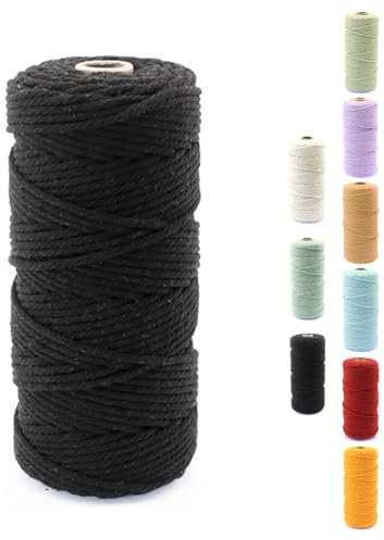 Hilo de cuerda de 3 mm, 100 m, hilo de macramé, 100 % cuerda de algodón natural, cordón de algodón, 4 cordones para manualidades, cordel decorativo, perfecto para manualidades, manualidades