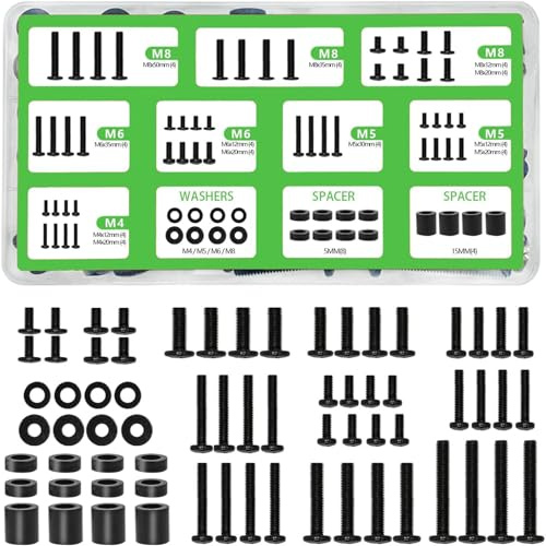 Vis de montage HDTV pour support HDTV - Vis de montage mural avec détergent - Entretoise - Matériel standard - Kit de vis de montage
