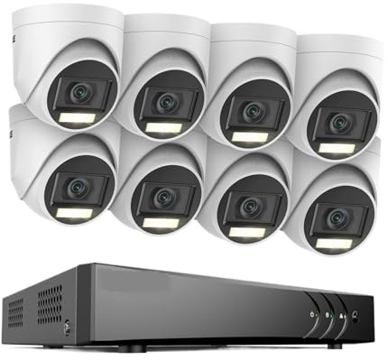 Système De Caméra Sécurité Lite 16 Canaux 5 MP H.265 + DVR Surveillance PIR Caméras Dôme Extérieures Kit Résistant Aux Intempéries IP67 DéTection De Mouvement(2T,16CH 8PCS Kit)