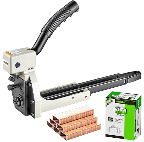 meite HB3515 Manual Carton Closing Stapler with 2,000 Pcs 15 mm Staples, Uses 34.7mm Crown 16 Gauge Carton Closing Staples, for Cardboard Box Assembly