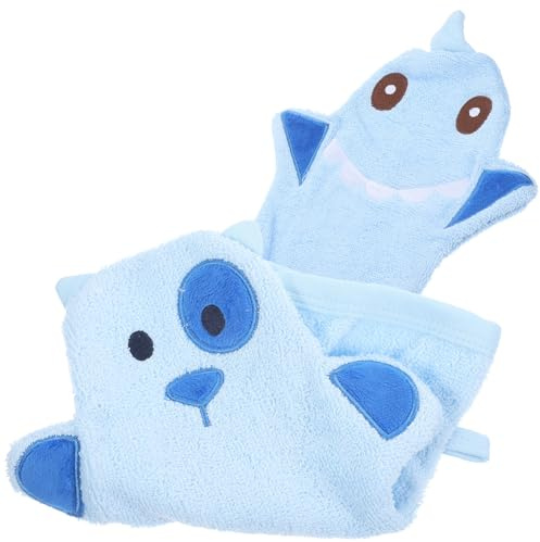 Hemobllo 2pcs Blue Cotton Body Scrubbing Mitt for Infants and Children, Lightweight Design No Scratch Exfoliating Bath Gloves for Leg and Arm Use in Home Shower