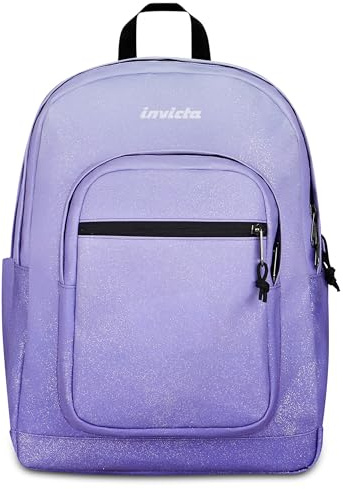 Invicta Zaino Scuola Jelek Fantasy Shine, Lilla, Effetto brillantini, 34 L, Doppio Scomparto, Tasca con organizer, Tasca porta pc, Tasca portaborraccia, Scuola media e superiore, Ragazza