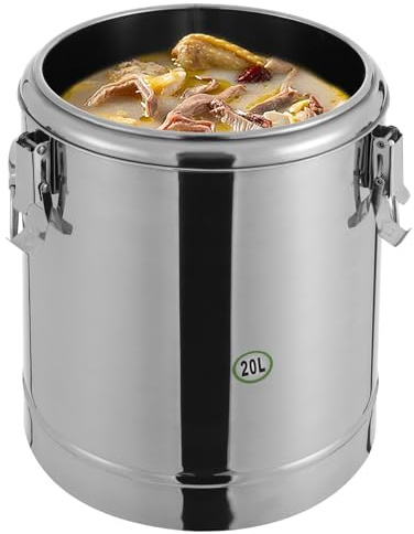DHQCQL termobehållare mat 10 L/20 L/30 L, isolerad soppbehållare av rostfritt stål, termobehållare för mat, varmhållningsbehållare med lock, gastrobehållare för nudlar, soppa (29,5 × 29,5 × 38 cm 20 l