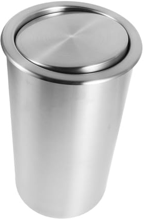 TOPBATHY Pattumiera da Banco Rotonda da 5,5l in Acciaio Inox Coperchio Scivolo, Cestino Incassato da Cucina Salvaspazio per Uso Domestico e Bagno, Design Integrato Bordi Arrotondati