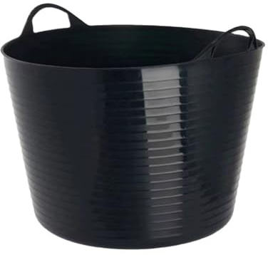 42L Heavy Duty Flexible Trug Bucket Black (Pack Of 3) – Large Builders Bucket with Handles, Multipurpose Plastic Tub for Garden, Laundry, Construction, Cleaning & Storage