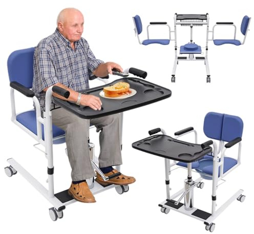 ZHDPYHDD Sollevatore idraulico per pazienti, sedile split a 180° | sedia WC regolabile in altezza, capacità di carico 150 kg, sedia di trasferimento per anziani, disabili, cura domestica