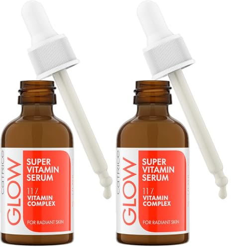 Catrice Glow Super Vitamin Serum, Gesichtsserum, Weiss, Anti-Aging, feuchtigkeitsspendend, glättend, mit Vitaminen, vegan, ohne Parfüm, ohne Alkohol, ohne Parabene, 2er Pack (30ml)