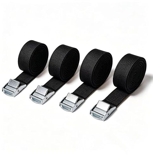 4 Pack Ratchet Tie Down Straps,Heavy Duty Tensioning Belts,3M x 25mm Heavy Duty Lashing Straps, Adjustable Tensioning Belts(Black)