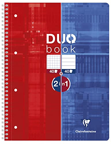 Clairefontaine 82526C Collegeblock 9x14cm 80 Blatt kariert-liniert rot-blau