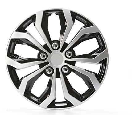 Unitec 75569 Daytona - Copricerchi, Nero/Argento, 16/ 40.6 cm, Set di 4