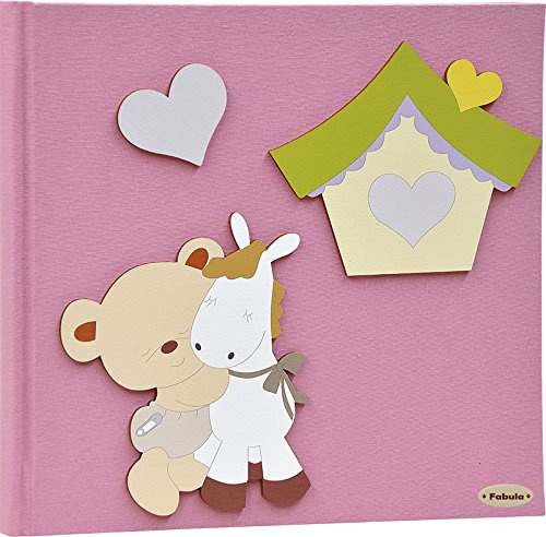 Fabula Linea Dolce Cuore - Diario Nascita Orsetto Cavalluccio - Formato cm 19x25 con Copertina 133 Rosa e Applicazioni in Legno - 28 Pagine - cod. 162085