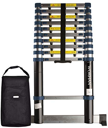 WORHAN Teleskopich 3.2m TELESKOPLEITER ALULEITER ANLEGELEITER ALULEITER ALU TELESKOP Leiter MULTIFUNKTIONS Leiter 320cm 1K3.2A+Bag