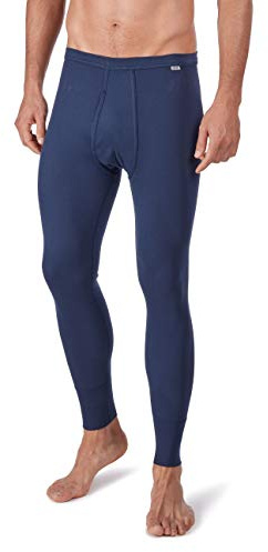 HUBER Men's Long Johns with Front Fly Cotton Fine Rib 112362 Navy L