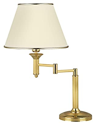 Licht-Erlebnisse Elegante Tischleuchte mit Gelenkarm in Messing verstellbar Nachttischlampe Ambientebeleuchtung