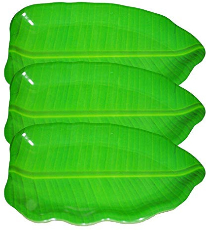 Flair Lot de 3 assiettes en mélamine en forme de feuille de bananier pour toutes les occasions - 35,6 cm