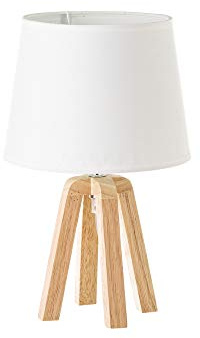 LOLAhome Lámpara de mesita de Noche nórdica de Madera de Roble Beige, de ø 21x34 cm