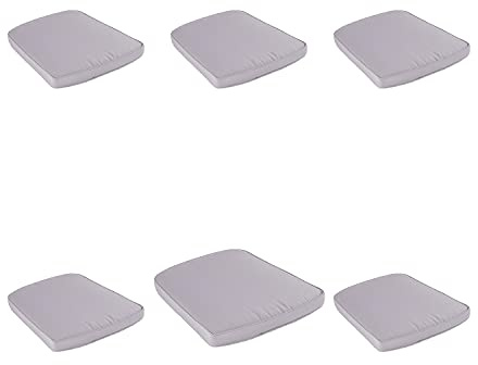 Pack 6 cojines para sillas de jardín, Forma curva, color piedra, Medidas 45x47x5 cm, Repelente al agua, Desenfundable, Funda de cojín con relleno para sillas de terraza, Cojines silla de comedor