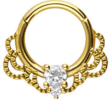 PIERCINGLINE Chirurgenstahl Segmentring Clicker | ORIENTALISCHES DESIGN | Piercing Ring Nase Septum Ohr Helix Tragus | Farbauswahl
