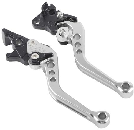 Qiilu Impugnatura della leva del freno, coppia di 22mm 7/8 '' impugnatura della leva del freno a tamburo della frizione universale in alluminio CNC per moto(Argento)