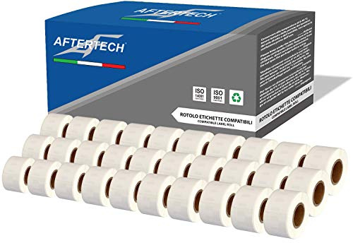 Aftertech 30x 99010 28x89mm Rollen kompatible Klebeetiketten (130 Etiketten/Rolle = 3900 insgesamt) für Dymo LabelWriter Seiko SLP Etikettiermaschinen Drucker S0722370 30x99010