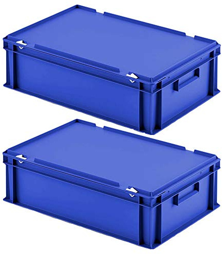 BRB 2 Eurobox mit Scharnierdeckel, LxBxH 600x400x185 mm, PP, lebensmittelecht, blau