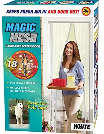 Magnetic Fly Screen Door, Magic Mesh, Hands-Free Net Curtain, Powerful Magnets Insect Protection, Anti Mosquito Pests, Let’s Fresh Air in and Bugs Out, Easy Access for Dogs & Cats, 100*213cm, (White)