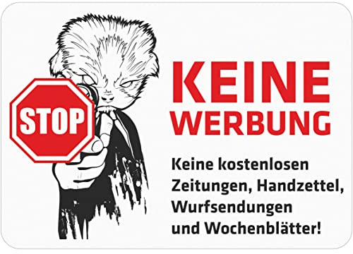INDIGOS UG Briefkasten Aufkleber - Keine Werbung! - 1 Stück 74x52 mm - Keine kostenlosen Zeitungen, Handzettel, Wurfsendungen und Wochenzeitungen! - selbstklebend - lustig