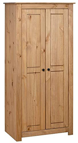 INLIFE Kleiderschrank 80×50×171,5 cm Kiefer Massivholz Panama Serie