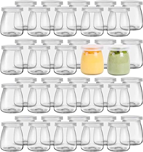 Lawei 40 Stück Joghurtgläser mit Deckel 150ml Glas Gläser, Ersatz Pudding-Joghurt-Gläser, Einmachgläser, Tulpenglas für Marmeladen, Gelees, Honig, Desserts, Milch