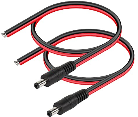 CERRXIAN Cavo Pigtails di Alimentazione DC5525, 30 cm 14AWG 5,5 mm x 2,5 mm DC Maschio Filo Nudo Estremità Aperta Cavo di Alimentazione, Cavo di Riparazione Alimentazione DC per Telecamera di