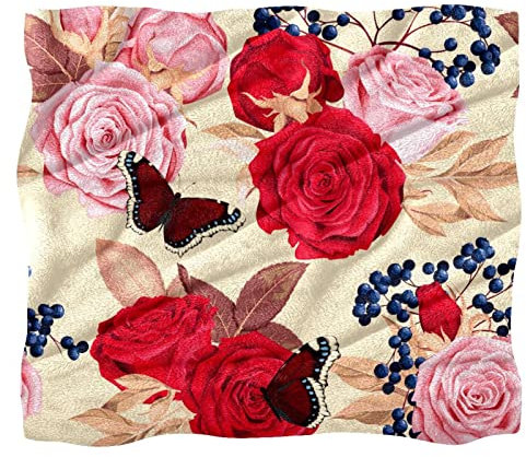 Fleece-Überwurfdecke für Couch, Sofa oder Bett, gemütliche, weiche Decken, rosa, rote Rosen, Schmetterling