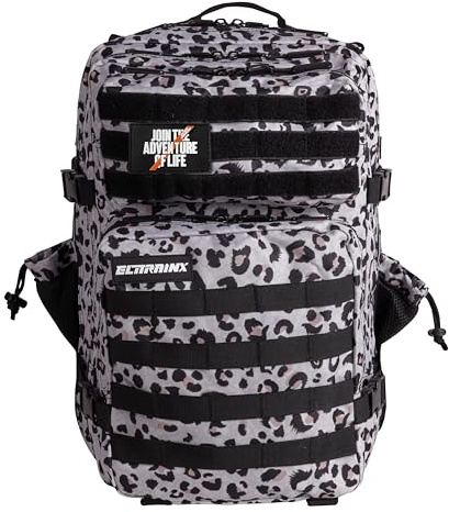 ELITRAINX ELITEX TRAINING Militär-Rucksack, 45 l, wasserdicht, Sport, Flugzeugkabine, CrossTraining, Outdoor-Sport, Fitnessstudio, tragbar (Leopard)