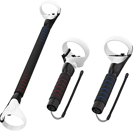 AMVR Gorilla Tag Long Arms Beat Saber Handles for Q2/Q1/Rift S, VR Controller Extension Grip Accessories 2 in 1 Sticks Attachment, Reinforcement with Tie Wraps (Not for Q3/Q3S)