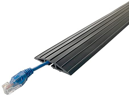 Cubiertas de suelo para cables 10 - 49 Pies De Largo Cubrecables De Suelo, Pasacables De Goma Para Cables En Pisos De Madera, Evitan Tropiezos Y Protegen Los Cables, Fácil De Cortar ( Color : Black ,
