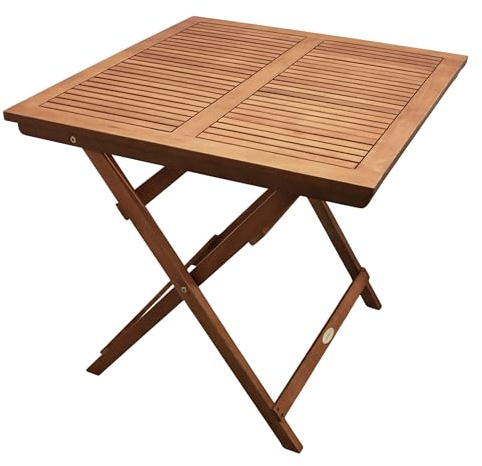 Spetebo Seattle mesa rectangular de jardín en eucalipto - 70 x 70 cm - mesa plegable en madera aceitada - mesa auxiliar de bistro, mesa de jardín, mesa de balcón, mesa de patio