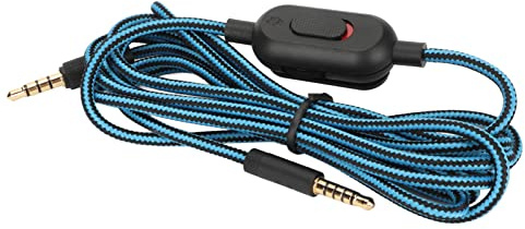 3.5mm Audio Kabel Nylon Geflochtenes 2M Klinke auf Klinke Kabel Ersatzkabel mit Inline-Lautstärkeregler, Stummschalter für G Pro/G Pro X/G433/G233(Blau)